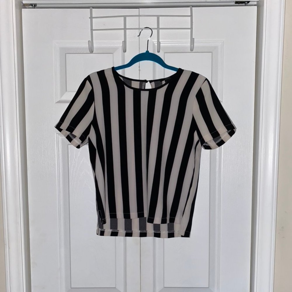 Black and White Striped Top